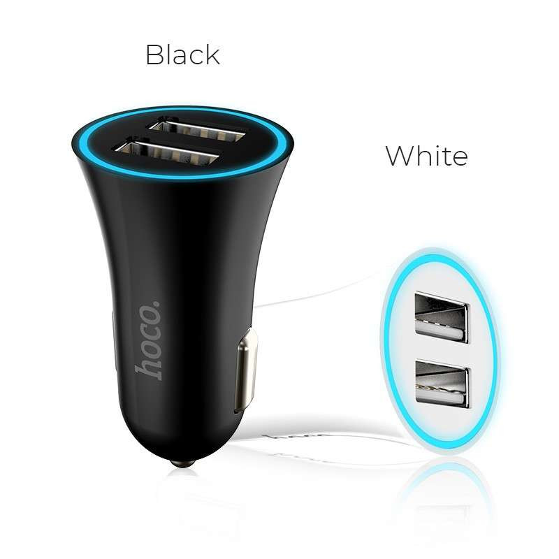 Original hoco. UC204 dual USB car charger black, white