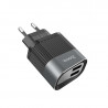 Original hoco. C40A dual USB charger with LED display white